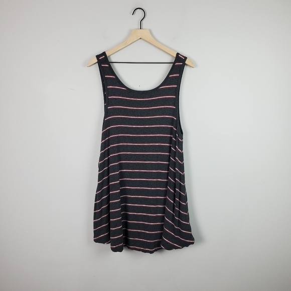 We the Free Grey Striped Garden Sleeveless Flared Tank Top Medium - Picture 2 of 8